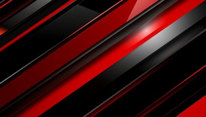 Obraz premium High contrast red and black glossy stripes. Abstract tech graphic banner design. Generative ai
