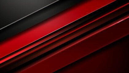 Obraz premium High contrast red and black glossy stripes. Abstract tech graphic banner design. Generative ai
