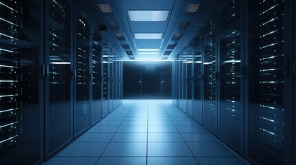 Modern Bright Server Room Technology Infrastructure Data Center Generative AI