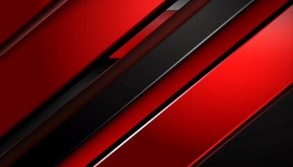 Obraz premium High contrast red and black glossy stripes. Abstract tech graphic banner design. Generative ai