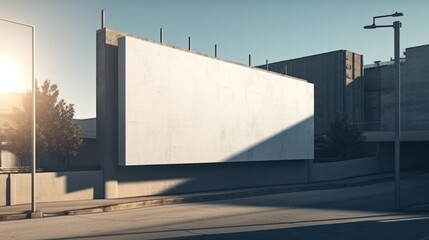 Obraz premium Mockup of an empty, blank billboard horizontal poster on the side of a building. Generative AI.