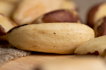 Brazil nuts peeled from the shell on the table
