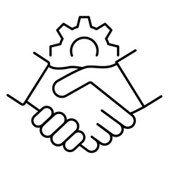 Productive Partnerships, Collaborative Efficiency, Joint Innovation, Shared Development, Teamwork Optimization vector line icon with editable stroke.