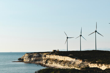 wind turbines on the coast