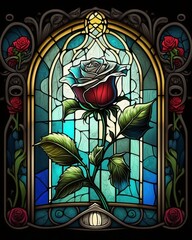 Rose stained glass flower made with ai