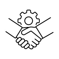 Obraz premium Productive Partnerships, Collaborative Efficiency, Joint Innovation, Shared Development, Teamwork Optimization vector line icon with editable stroke.