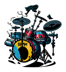 Drums sticker with transparent background. Created with Generative AI technology