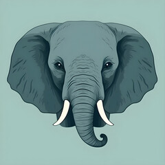 2D Pportrait illustration of a cute elephant, green background | Generative AI