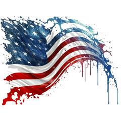 watercolor American flag background illustration, 4th of july graphics element, generative ai