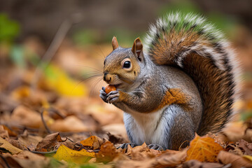 Naklejka na ściany i meble Realistic Squirrel in Autumn