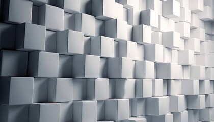 illustration of a white and grayish cubic construction block background. Generative ai