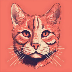 Portrait illustration of an orange cat, realistic drawing style | Generative AI