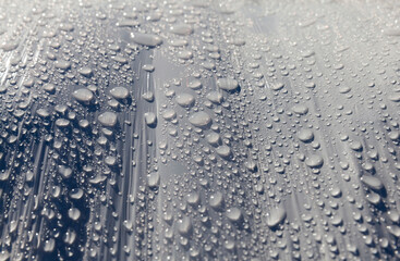 plastic surface of grass packaging covered with water droplets