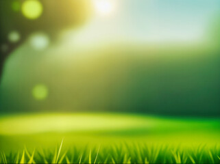 Fototapeta premium Green blurred background and sunlight