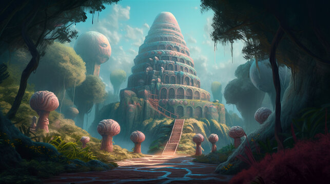 A magical kingdom in the jungle dreamed with Generative AI