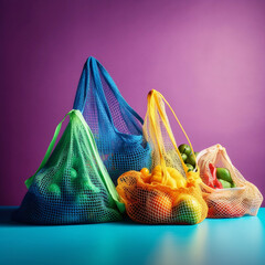Vibrant Generative AI Art for Sale - Colorful Reusable Shopping Bags