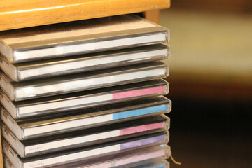 Disc CD tapes placed on top of each other in layers