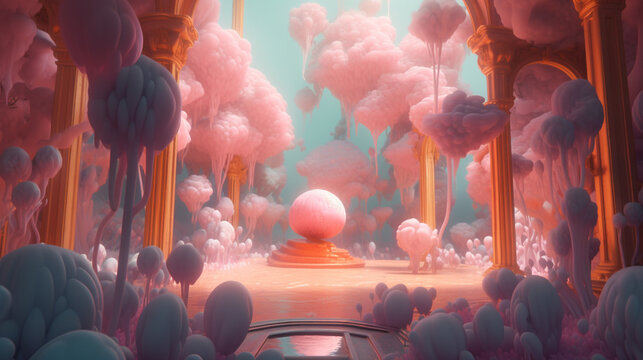 A surreal palace room made for dreams imagined by Generative AI