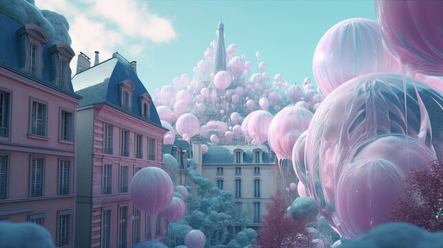A surreal shot of Paris in a dream state imagined with Generative AI