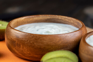 fresh yogurt made from natural ingredients with kiwi