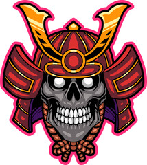 Samurai skull head mascot