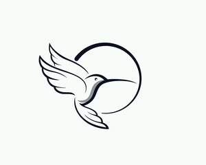 flying hummingbird line logo icon symbol design template illustration inspiration
