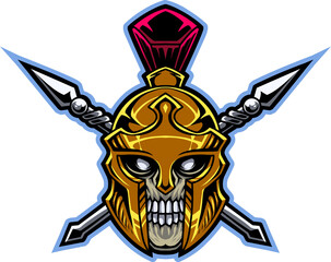 Spartan skull head mascot logo