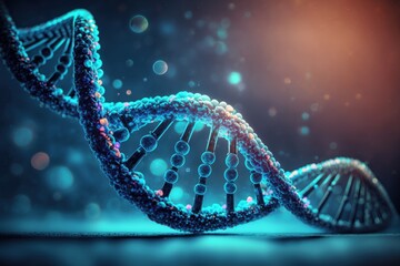 Blue helix human DNA structure. Generative AI.