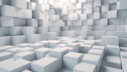 illustration of a white and grayish cubic construction block background. Generative ai