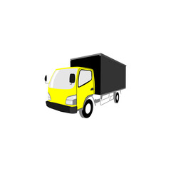 Yellow truck cargo transport template vector