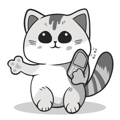  Coloring Page Outline Of cartoon fluffy Cute cat. Coloring book page for children.
