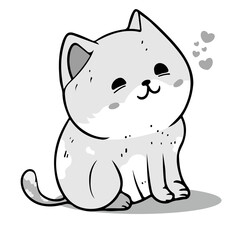  Coloring Page Outline Of cartoon fluffy Cute cat. Coloring book page for children.