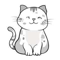  Coloring Page Outline Of cartoon fluffy Cute cat. Coloring book page for children.