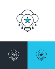 Creativity or Innovation Icon with Bulb and Cloud - 592108004