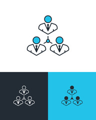Hierarchical Organization Chart or Teamwork Icon - 592108013