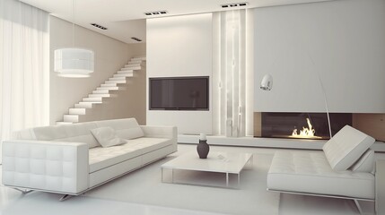 Fototapeta na wymiar Modern home interior background, wall mock up, 3d render. Created using generative AI