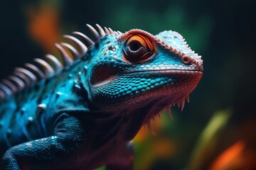 Fototapeta premium Close up photo of lizard, generative ai