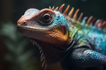 Fototapeta premium Close up photo of lizard, generative ai