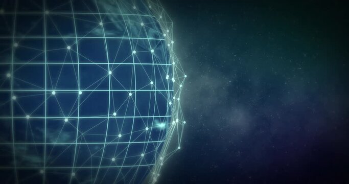 Animation of globe with network of connections over stars