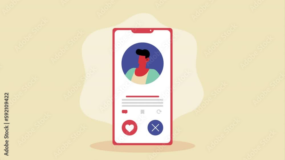Poster man in smartphone device animation