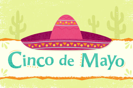 A fun Cinco de Mayo sombrero design in a cut paper style with textures
