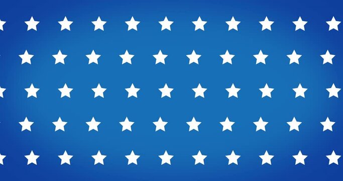 Animation of white stars flickering on blue background on seamless loop