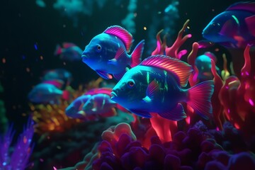 Fototapeta na wymiar Colorful underwater world landscape generative ai