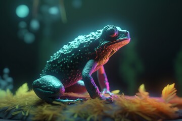 Photo a colorful frog with lighting generative ai
