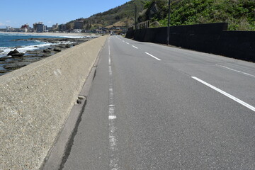 山形県庄内地方の海岸道路