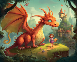 Magical Kingdom with Princess and Dragon