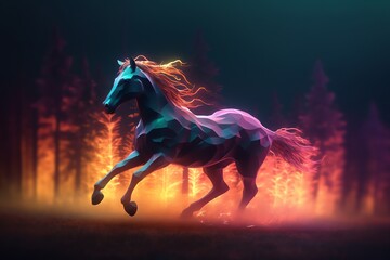 Colorful horse illustration generative ai