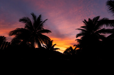 Obraz na płótnie Canvas Coucher de soleil à Moorea en Polynésie