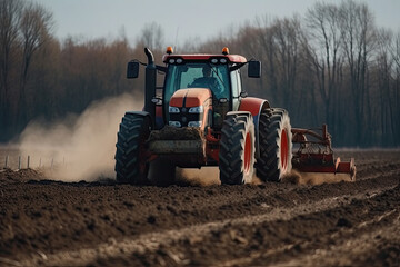 Obraz premium tractor in the field created with Generative AI technology