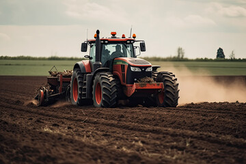 Fototapeta premium tractor in the field created with Generative AI technology